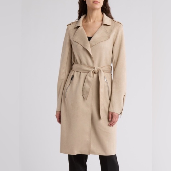T Tahari Jackets & Blazers - Women's Soft Fawn Trench Coat